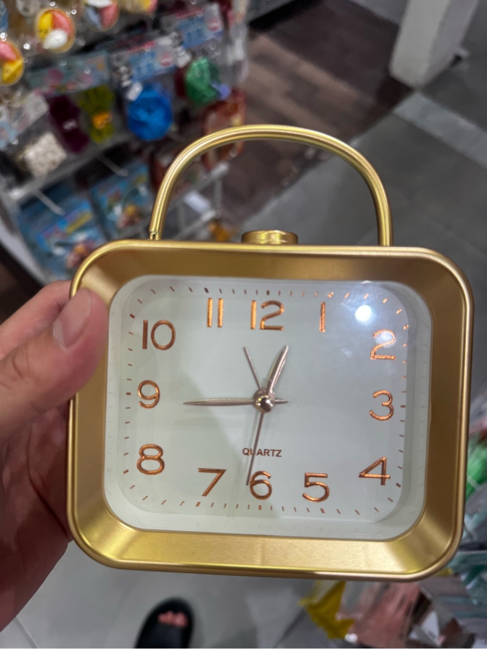 Modern Gold Square Quartz Alarm Clock - Unbranded